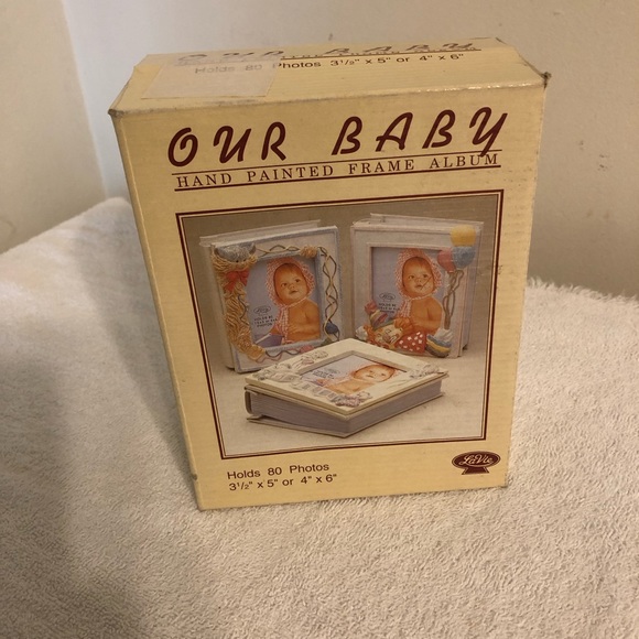 Our Baby Hand Painted Frame Album Holds 80 Photos 4”x6” NIB - Picture 1 of 4